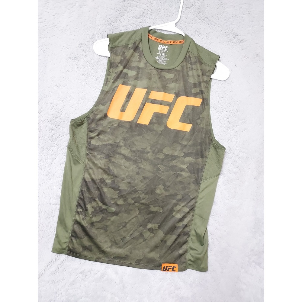 UFC Shirt Mens Large Camo Tank Top Performance Sleeveless Activewear Green Camo